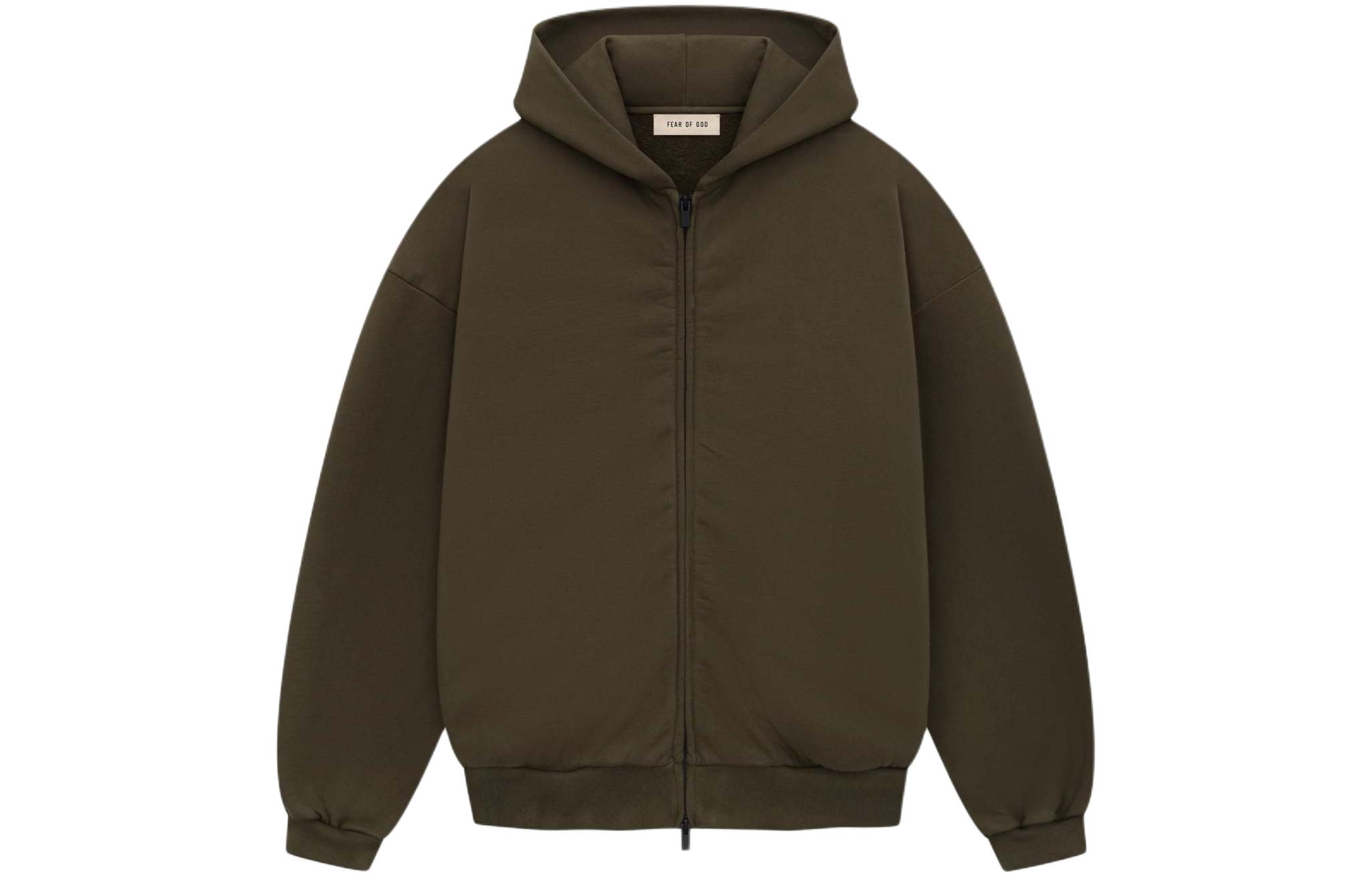 FOG SS24 Season 8 Full Zip Hoodie Olive Unisex Oversized Plain Hoodie FG850-095FLC-311