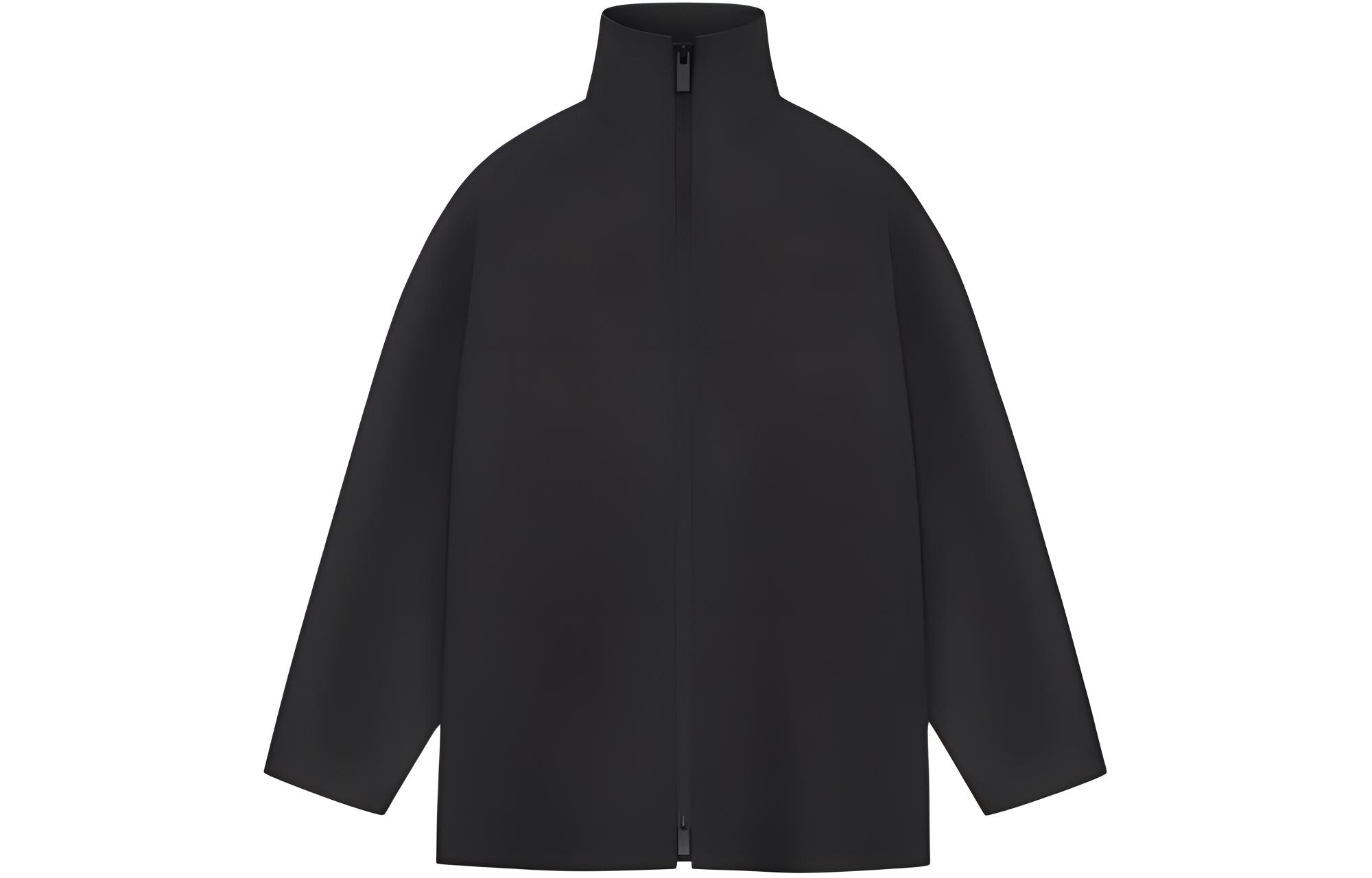 FOG SS24 Season 8 Rubberized High Neck Jacket Black Zip-Up Jacket FG830-408RUB-001