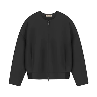 FOG SS24 Season 8 Wool Silk Collarless Jacket Black - Unisex Oversized Zip-Up FG830-079WOS-001