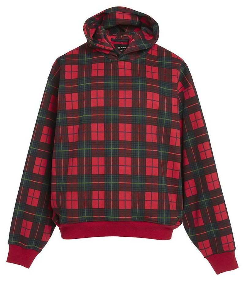 Fear of God Tartan Plaid Everyday Hoodie Red Plaid