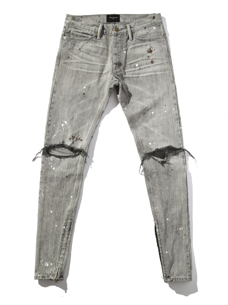 Buy Fear of God Union LA Eksklusif Selvedge Denim Jeans Kelabu Vintage Distressed