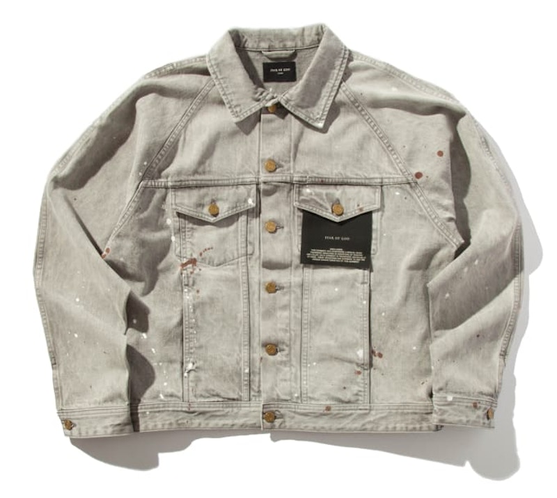Fear of God Union La Exclusive Raglan Denim Trucker Jacket Vintage Grey