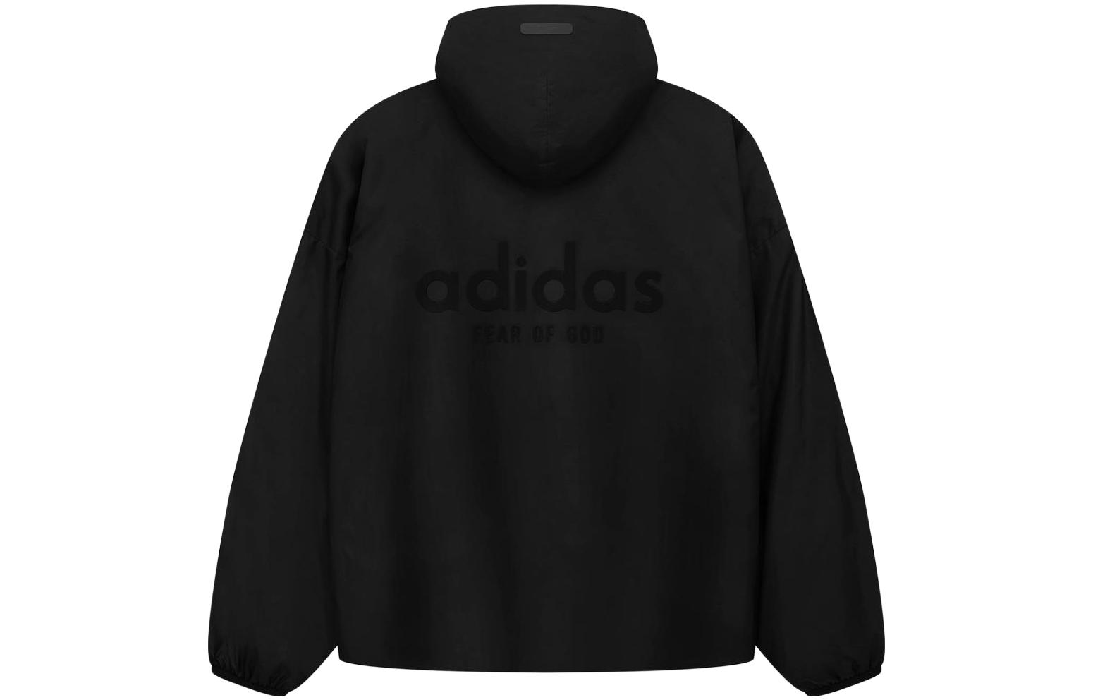 FOG adidas FW23 Black Drawstring Hem Hoodie Jacket Unisex Athletics Series IS5298
