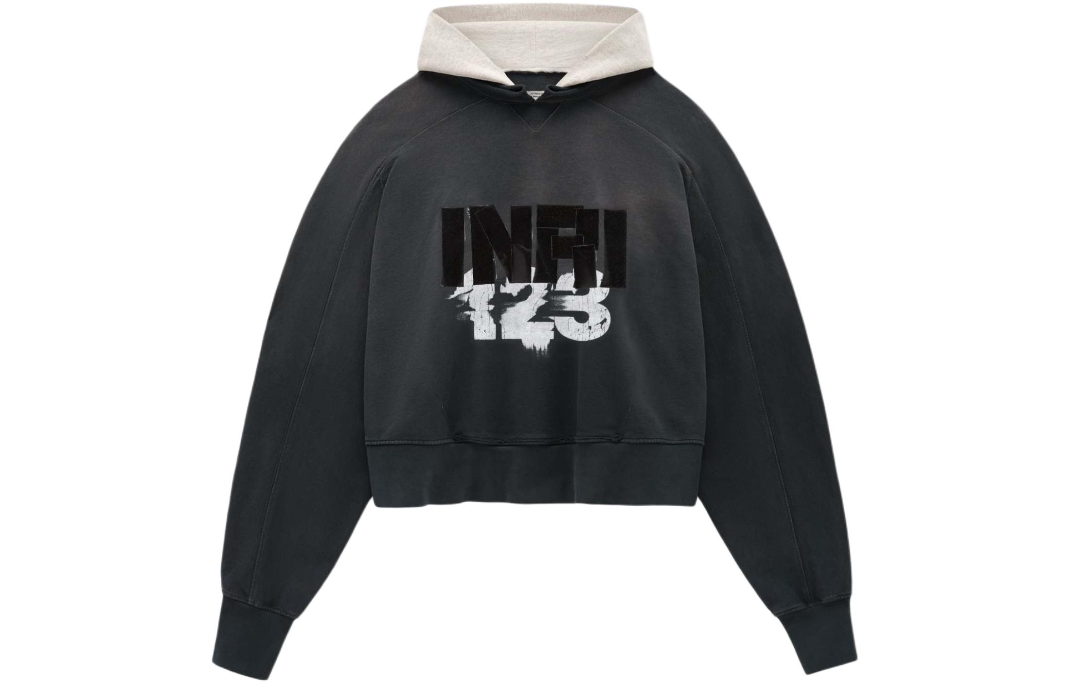 FOG RRR123 INRI Hoodie Vintage Black Unisex Pullover Sweatshirt SS24 FGIN-HD05-010