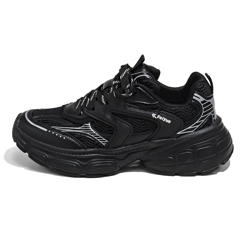 Feiyue Black Low-Top Slip-Resistant Chunky Sneakers Casual Comfort FXY-A385C Black