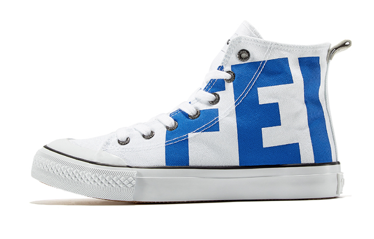 Feiyue High-Top Canvas Shoes White Blue Lightweight Durable Classic Style FXY-018TC White and Blue.