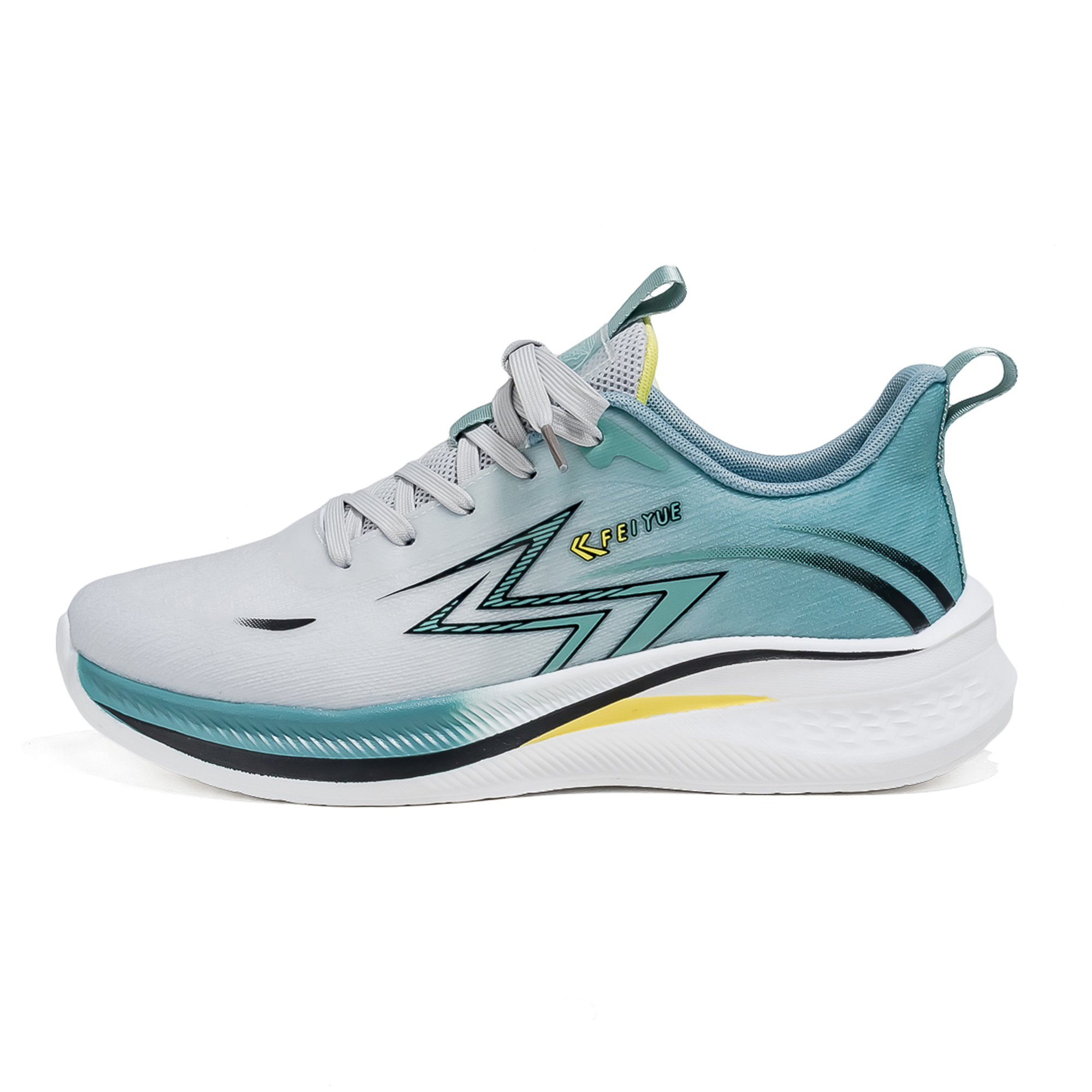 Feiyue Lightweight Comfortable Casual Low-Top Running Shoes Men Grey Blue FXY-A357C Gray Cyan