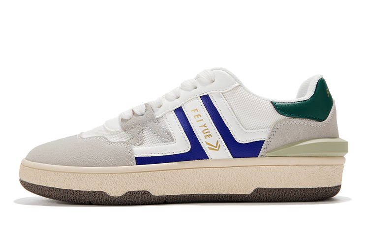 Feiyue Low-Top Breathable White/Grey/Blue Sneakers FXY-413ZG White Gray and Sapphire Blue.