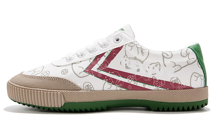 Feiyue Luckycat x Low-Top Canvas 'White Red Green' DF/H-0059