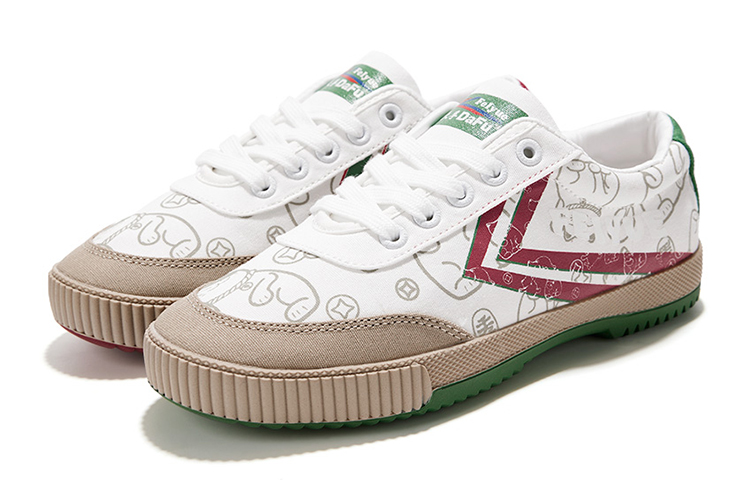 Order Feiyue Luckycat x Sepatu Kanvas Rendah 'Putih Merah Hijau' DF/H-0059