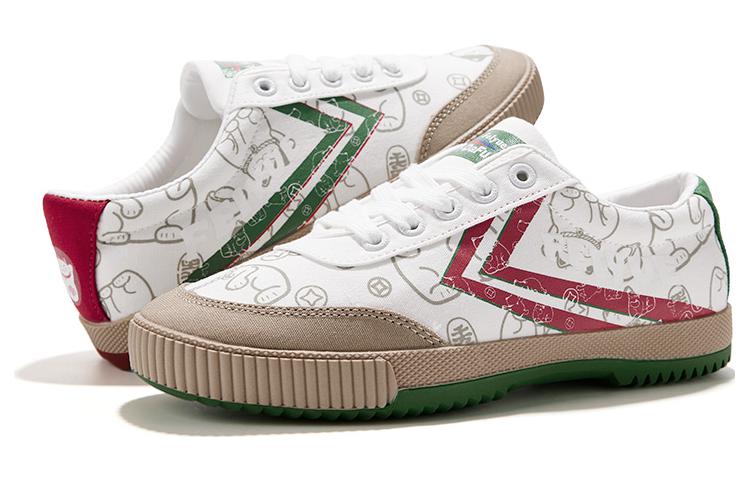 Lookbook Feiyue Luckycat x Low-Top Canvas 'White Red Green' DF/H-0059