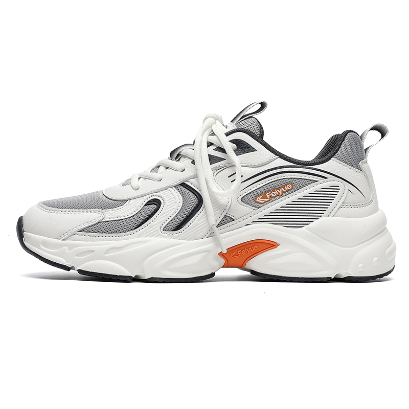 Feiyue White Gray Low-Top Running Shoes Breathable Cushioning Sneakers FXY-A377C White/Gray
