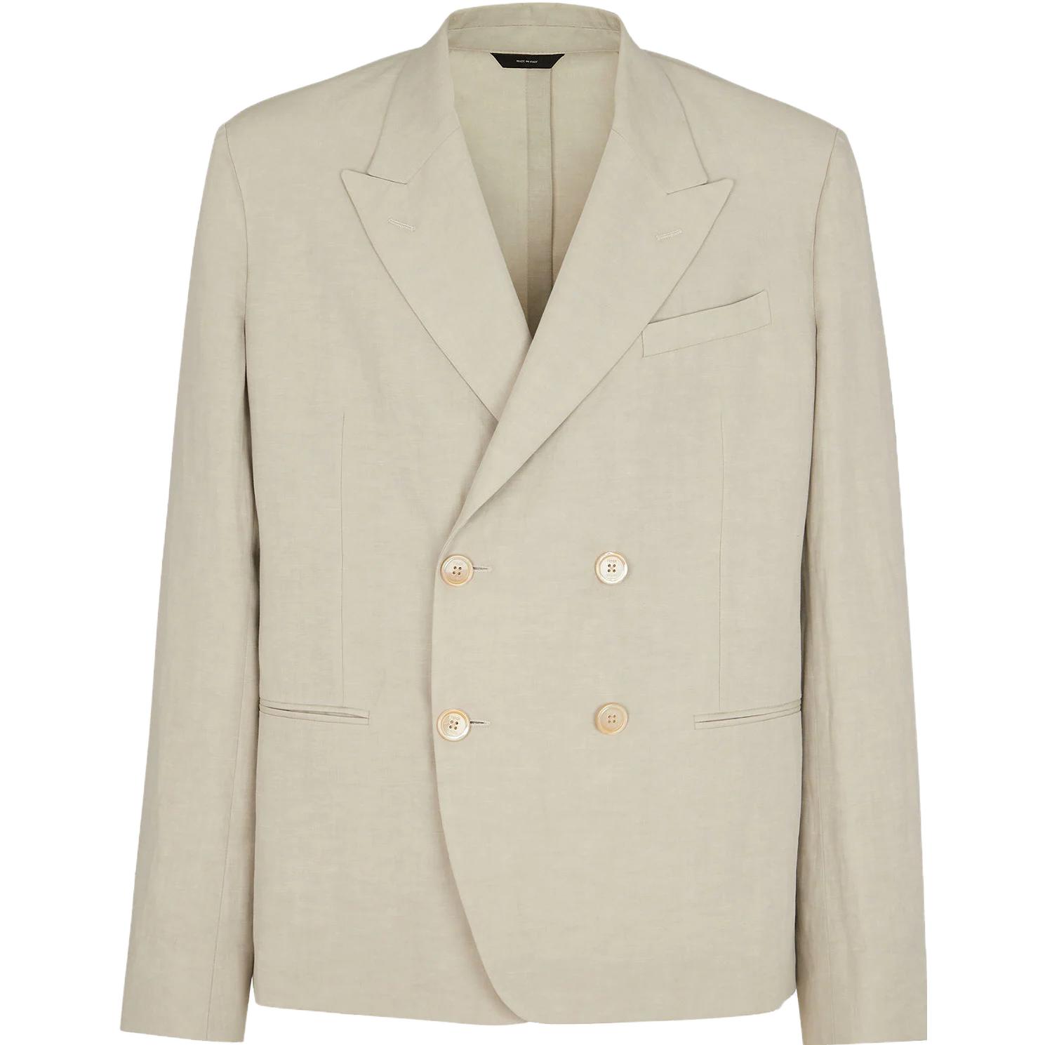 Fendi 23SS Linen Double-Breasted Long-Sleeve Jacket FJ0748AO76F0GQK