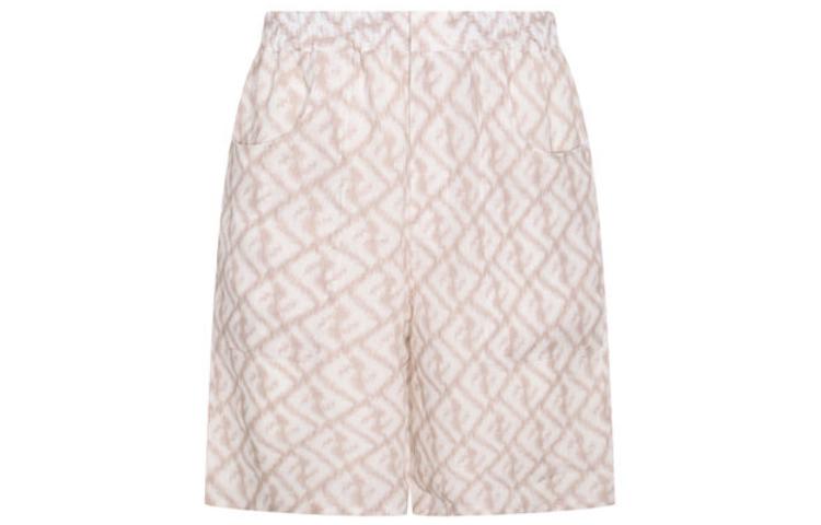 Order FENDI 米色亞麻品牌標誌休閒短褲. FB0860-AN0K-F18D0