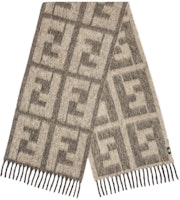 FENDI Beige Logo Print Warm Knit Scarf. FXS729APWAF15SH FENDI Beige Logo Print Warm Knit Scarf. FXS729APWAF15SH