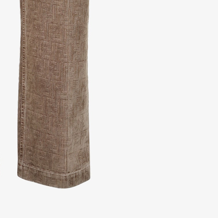 Shop FENDI 米色中腰直筒牛仔裤 FLP302APSWF0U3V