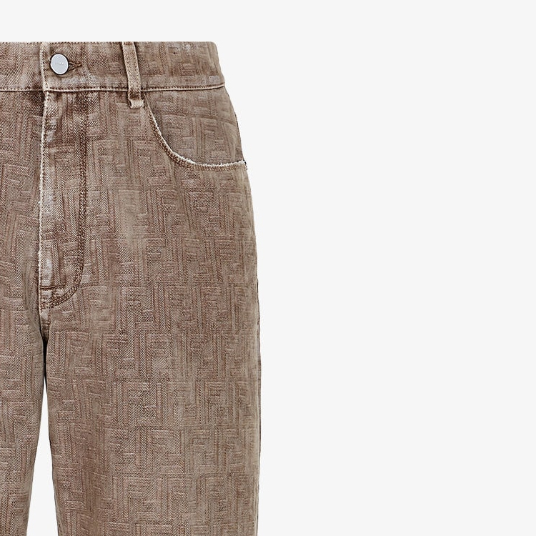 Cheap FENDI 米色中腰直筒牛仔裤 FLP302APSWF0U3V