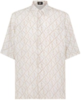 FENDI Beige Monogram Print Button-Up Short-Sleeve Shirt SS23 Collection FS0795AN0KF18DO FENDI Beige Monogram Print Button-Up Short-Sleeve Shirt SS23 Collection FS0795AN0KF18DO