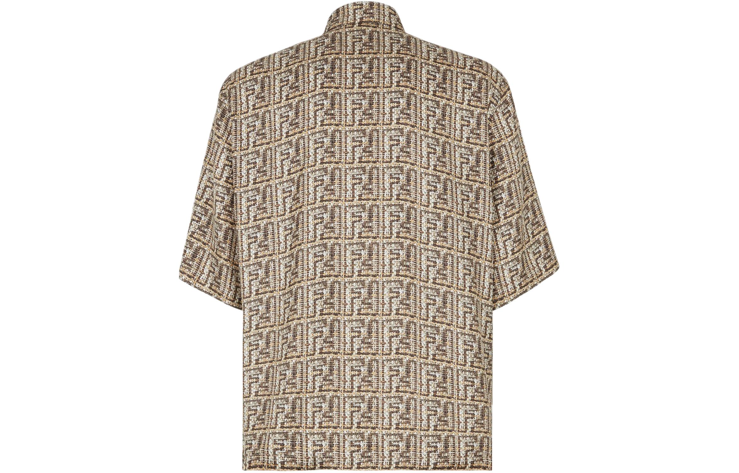 FENDI  Beige Short Sleeve Shirt with All-Over Logo Print. FS0795AR6FF1MTK 圖 3