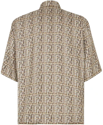FENDI Beige Short Sleeve Shirt with All-Over Logo Print. FS0795AR6FF1MTK Lookbook FENDI Beige Short Sleeve Shirt with All-Over Logo Print. FS0795AR6FF1MTK