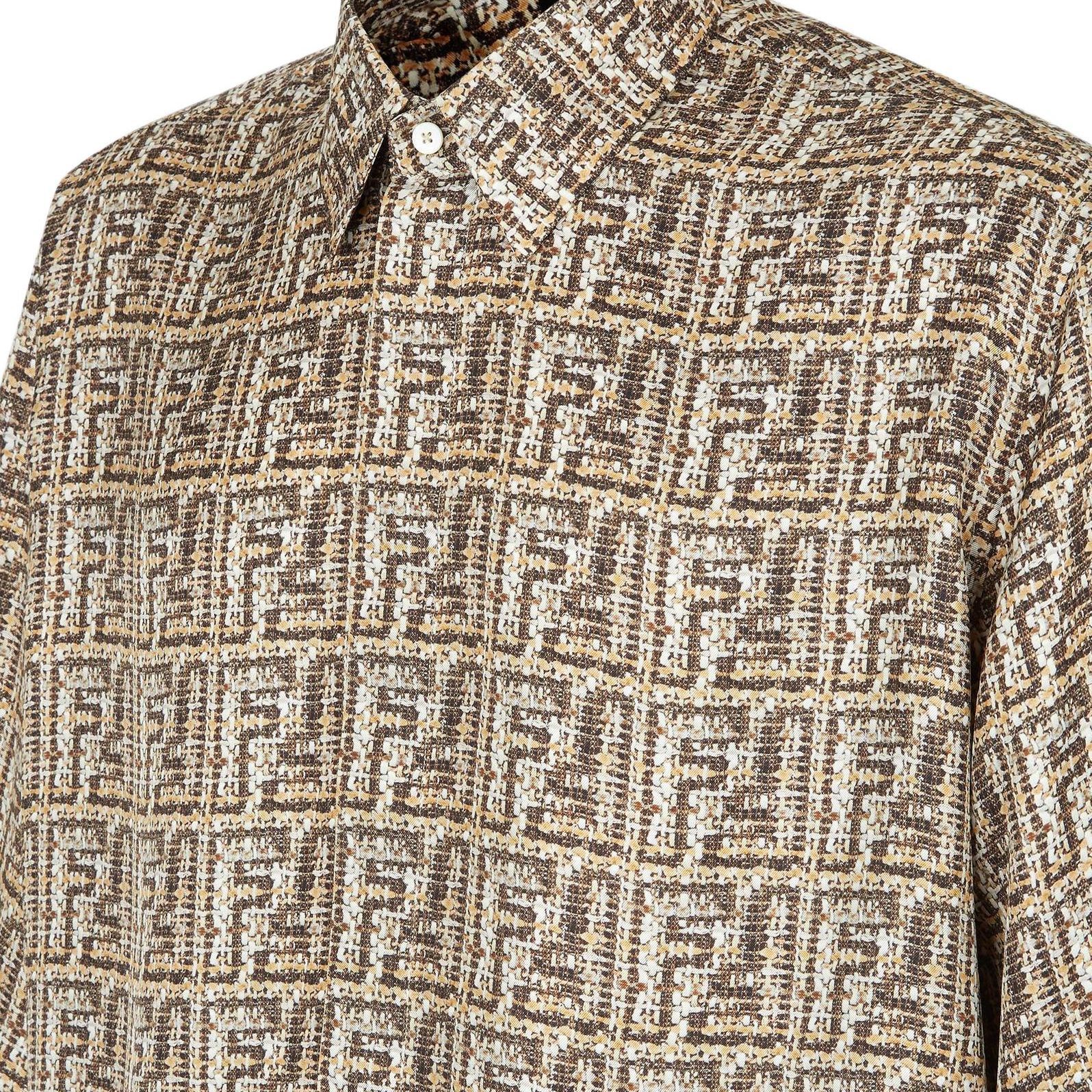 FENDI  Beige Short Sleeve Shirt with All-Over Logo Print. FS0795AR6FF1MTK 圖 4