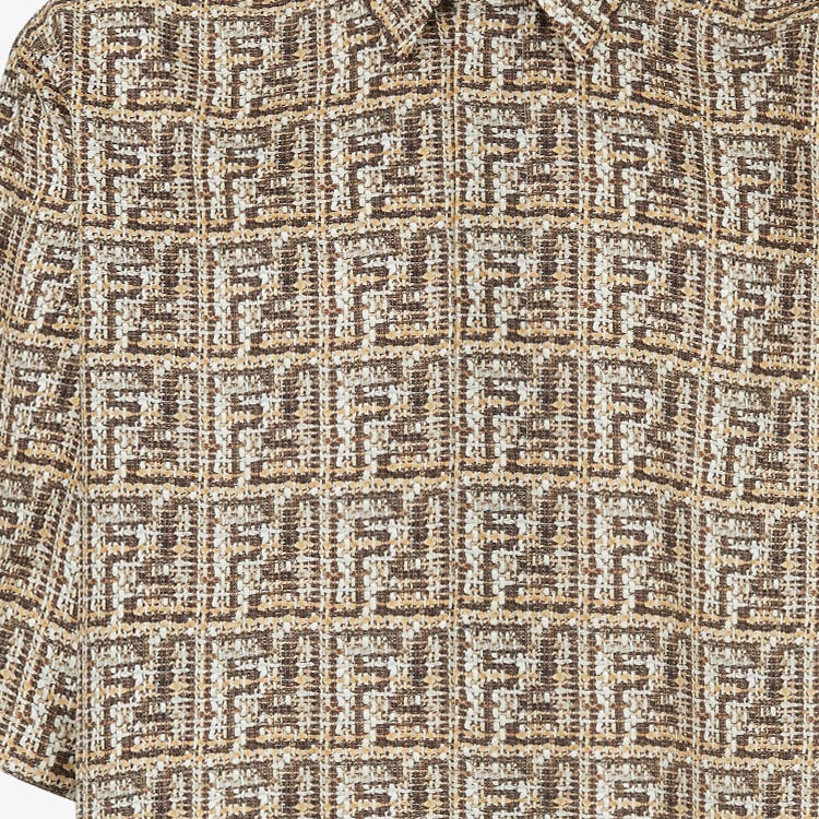 FENDI  Beige Short Sleeve Shirt with All-Over Logo Print. FS0795AR6FF1MTK 圖 6
