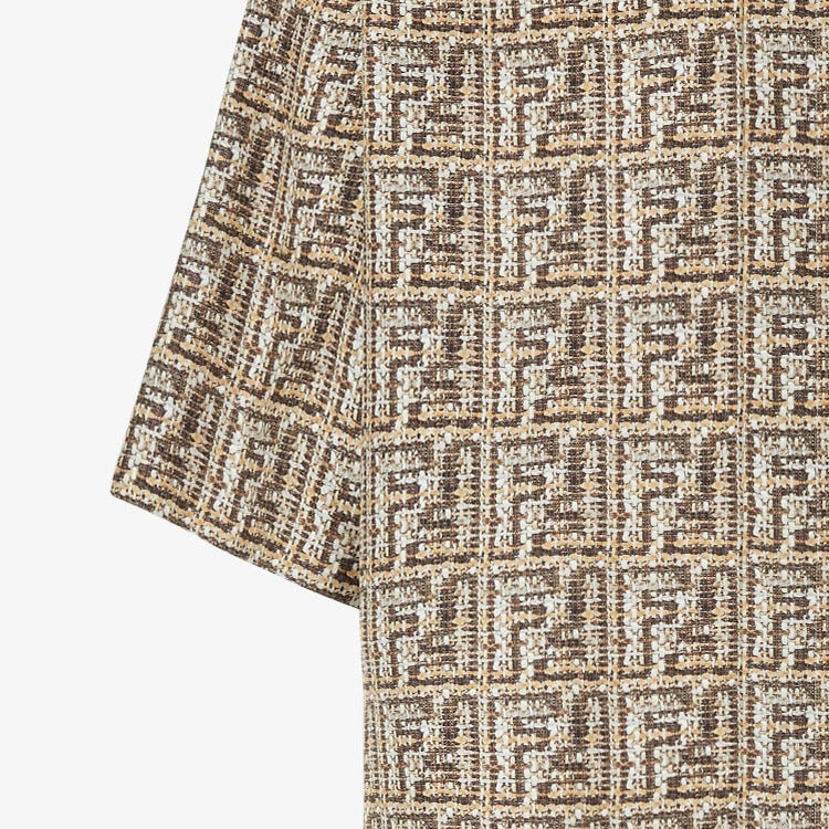 FENDI  Beige Short Sleeve Shirt with All-Over Logo Print. FS0795AR6FF1MTK 圖 7
