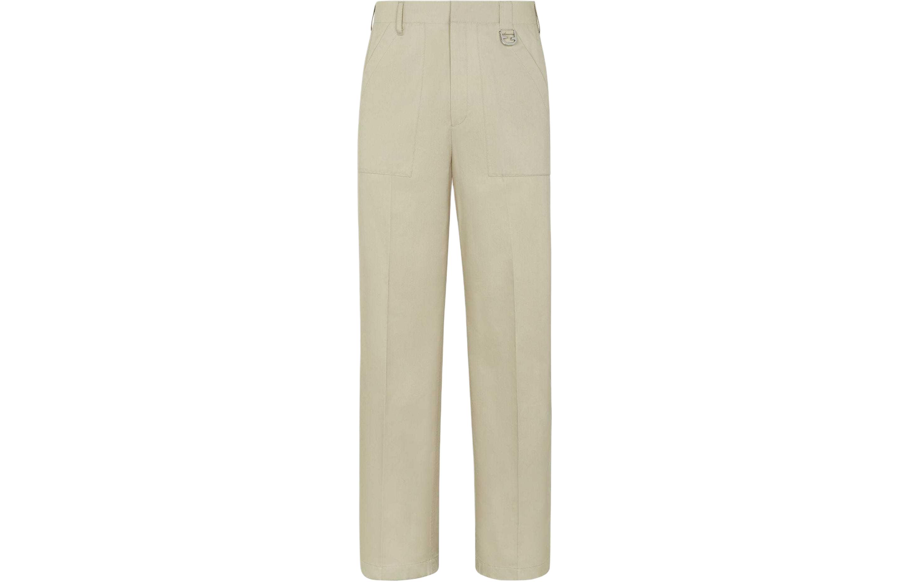 FENDI  Beige Straight Cargo Pants with Zipper and Side Pockets. FB0976AR8WF1NIL