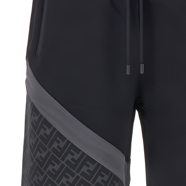 Details for FENDI Bermuda Negra con Logo de Letras y Cordón Ajustable. FAB656AN67F1N6F