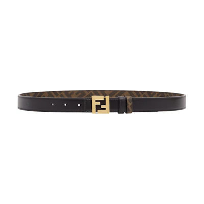 FENDI Black Calfskin Leather Belt with Logo, 2.5cm Width. 7C0511AFF2F1A94