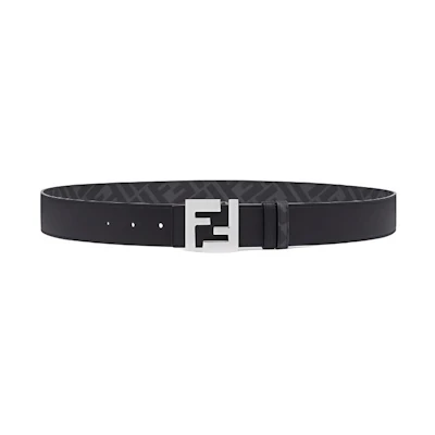 FENDI Black Calfskin Leather Belt with Logo, 3.5cm Width. 7c0424AGR9F0GXN