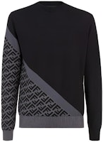 FENDI Black Colorblock Logo Print Crewneck Sweater Long Sleeve. FZX091AQKWF0QA1 FENDI Black Colorblock Logo Print Crewneck Sweater Long Sleeve. FZX091AQKWF0QA1