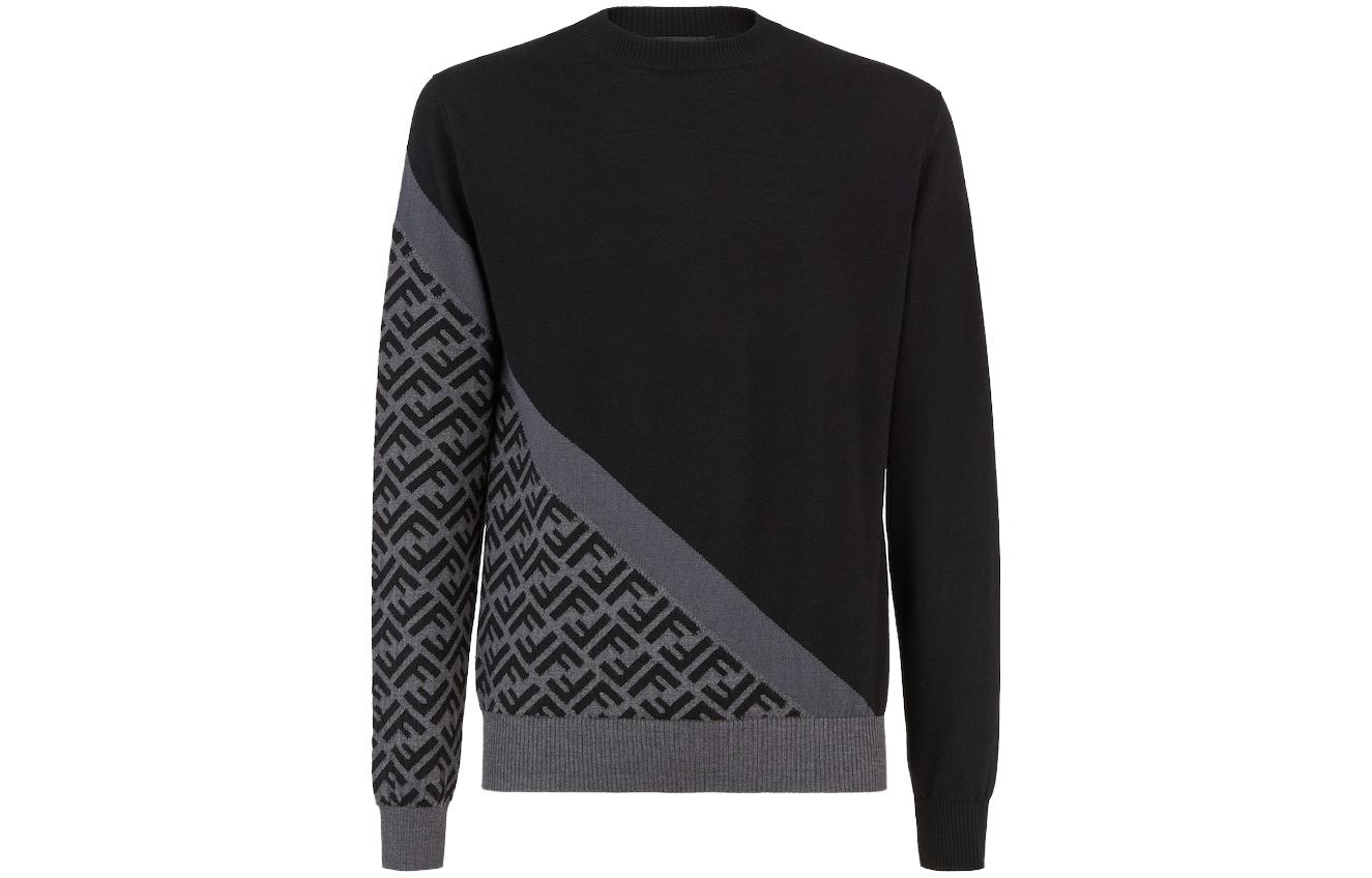 Order FENDI Baju Sweater Hitam Logo Cetak Lengan Panjang. FZX091AQKWF0QA1