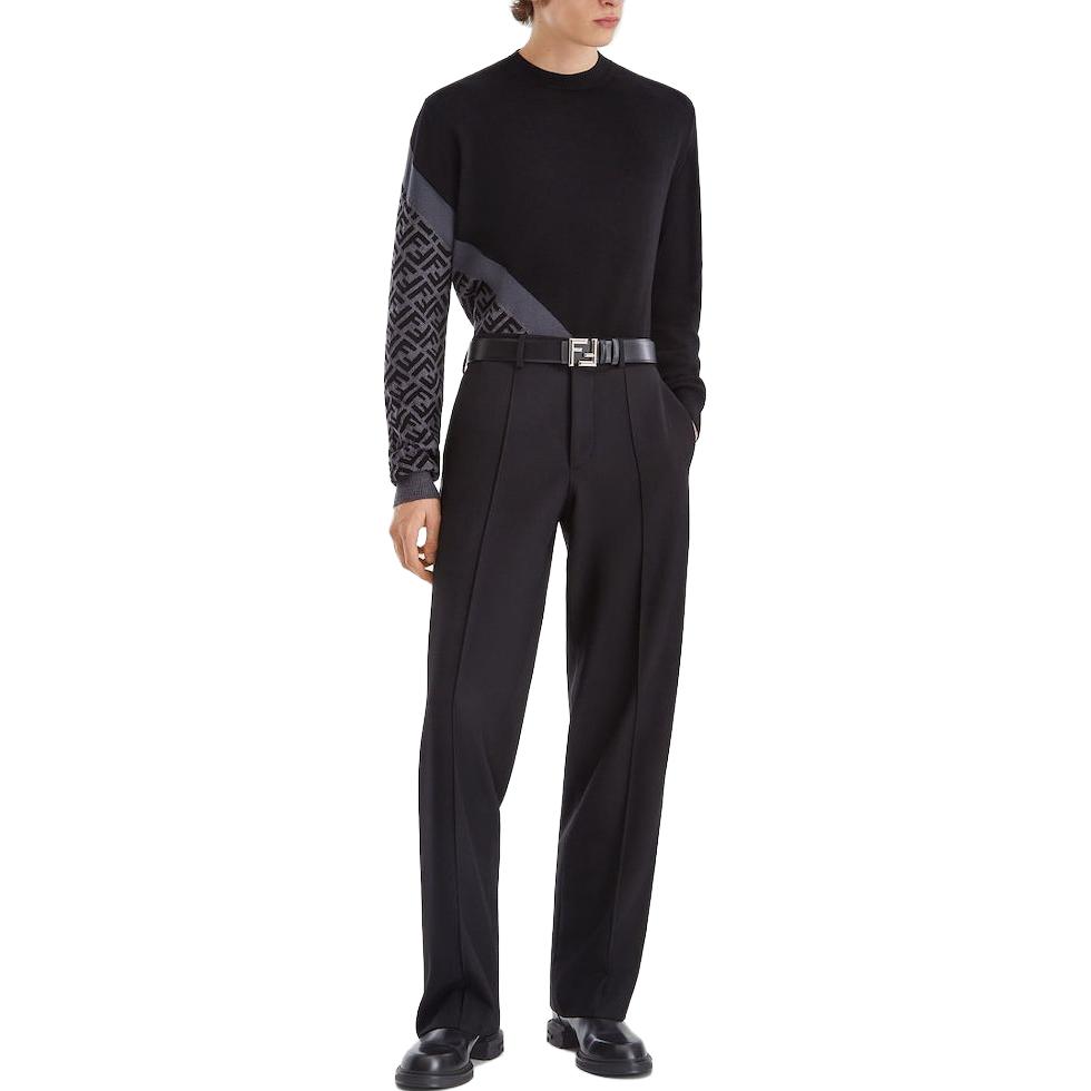 Shop FENDI Baju Sweater Hitam Logo Cetak Lengan Panjang. FZX091AQKWF0QA1