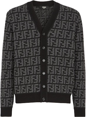 FENDI 黑色拼色Logo V領長袖針織開襟外套 FZC433APPAF05HY Order FENDI 黑色拼色Logo V領長袖針織開襟外套 FZC433APPAF05HY