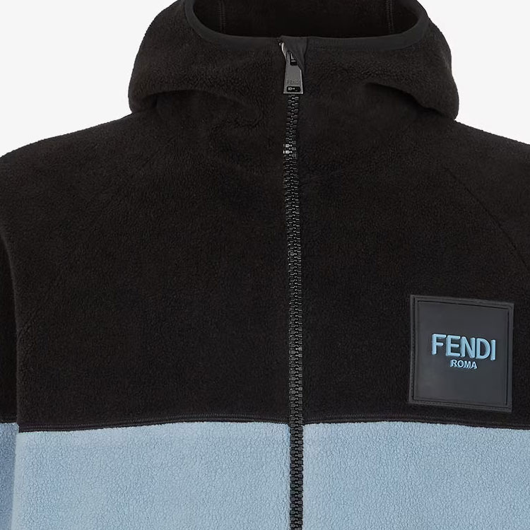 Purchase 芬迪 黑色对比 logo 补丁长袖连帽夹克. FAF667APXDF1MS2