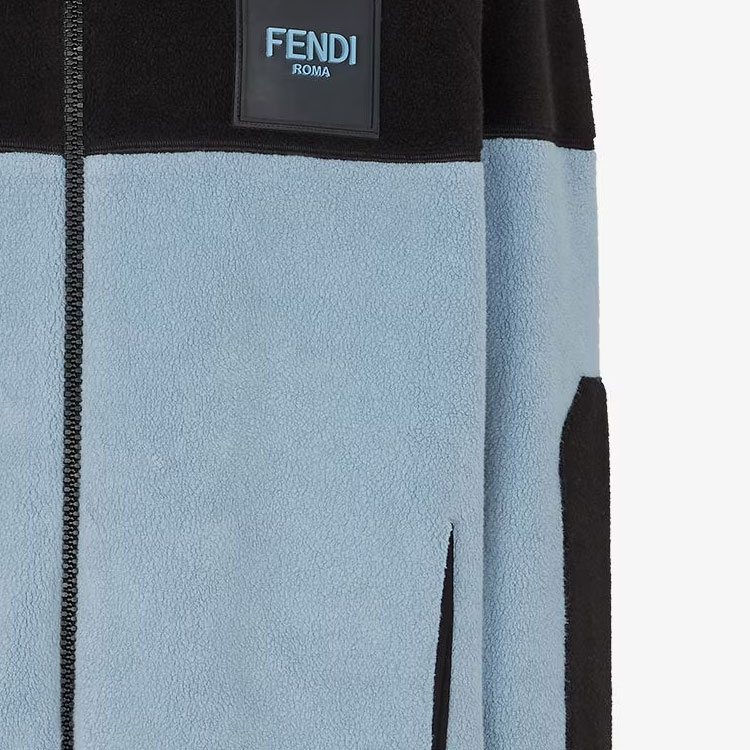 Cheap 芬迪 黑色对比 logo 补丁长袖连帽夹克. FAF667APXDF1MS2