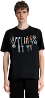 Shop FENDI Black Graphic Print Crewneck Short Sleeve T-Shirt FY0936AR6YF0QA1