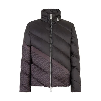 FENDI Black High-Neck Colorblock Puffer Jacket with Zipper. FAA919AQNJF1N6F