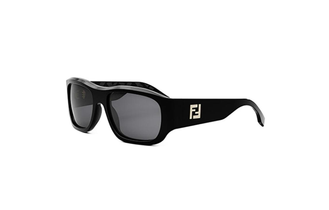 FENDI  Black Irregular Acetate Sunglasses with Double F Logo. FE40117I 01A