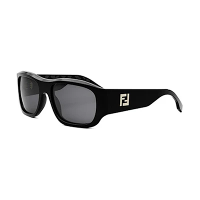 FENDI Black Irregular Acetate Sunglasses with Double F Logo. FE40117I 01A