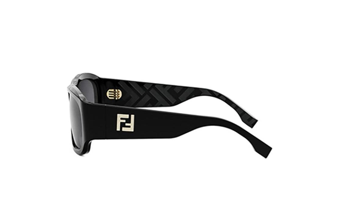 Shop FENDI 黑色不規則雙F標誌醋酸太陽眼鏡 FE40117I 01A