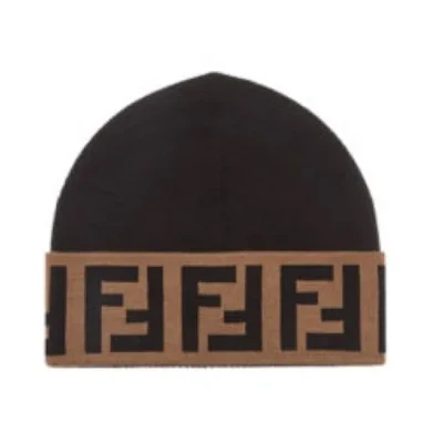 FENDI Black Knit Wool Blend Beanie - Warm and Cozy Winter Hat. FXQ955AMR5F0ZC4