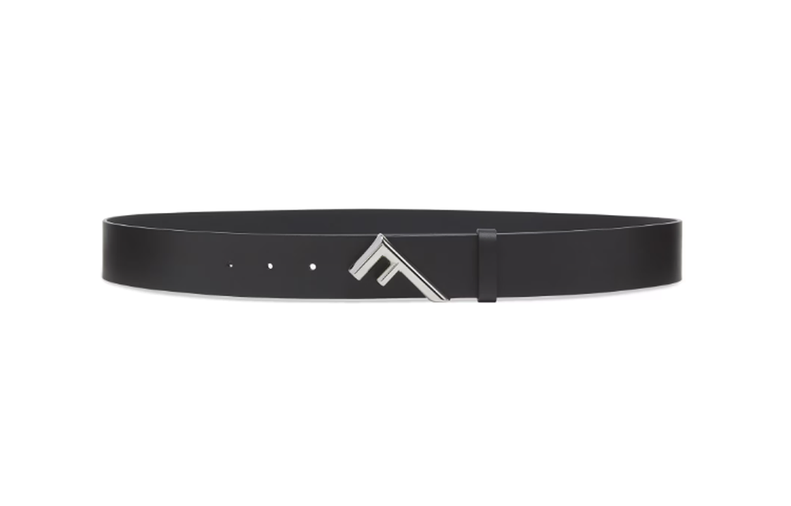 Order FENDI  Black Leather Belt with F Logo Smooth Buckle 3.5cm Width. 7C0508AP1HF0GXN