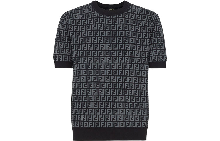 FENDI  Black Logo Knit Crewneck Short Sleeve Sweater. FZY443AKEWF1HXU 圖 2