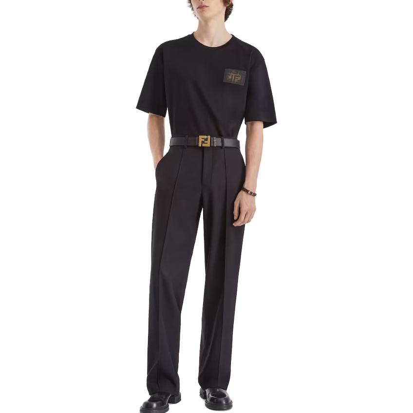 FENDI  Black Logo Print Crew Neck Short-Sleeve T-Shirt FY0936AQJAF0QA1 圖 4