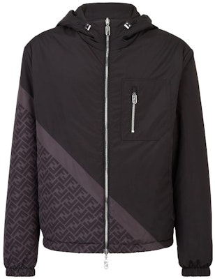 FENDI Black Logo Print Hooded Zip-Up Jacket FW23 Long Sleeve Outerwear FAA917AQNOF1N6F Order FENDI Black Logo Print Hooded Zip-Up Jacket FW23 Long Sleeve Outerwear FAA917AQNOF1N6F