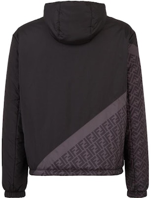 FENDI Black Logo Print Hooded Zip-Up Jacket FW23 Long Sleeve Outerwear FAA917AQNOF1N6F Lookbook FENDI Black Logo Print Hooded Zip-Up Jacket FW23 Long Sleeve Outerwear FAA917AQNOF1N6F