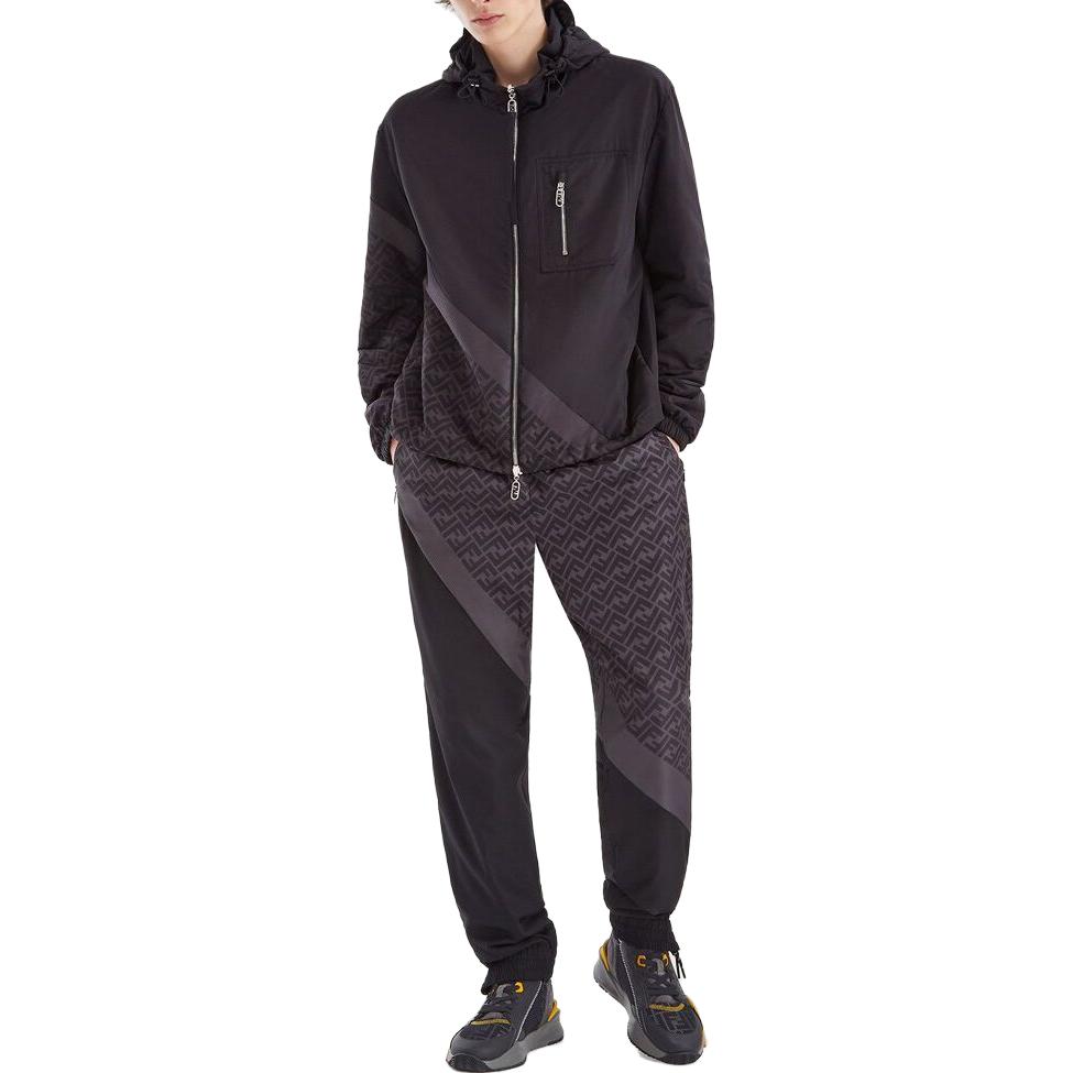 Purchase FENDI Jaket Hoodie Resleting Logo Hitam Lengan Panjang FW23 FAA917AQNOF1N6F