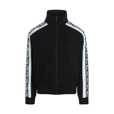 FENDI Black Logo Print Stand Collar Track Jacket SS23 FAF680AN5XF1KRS
